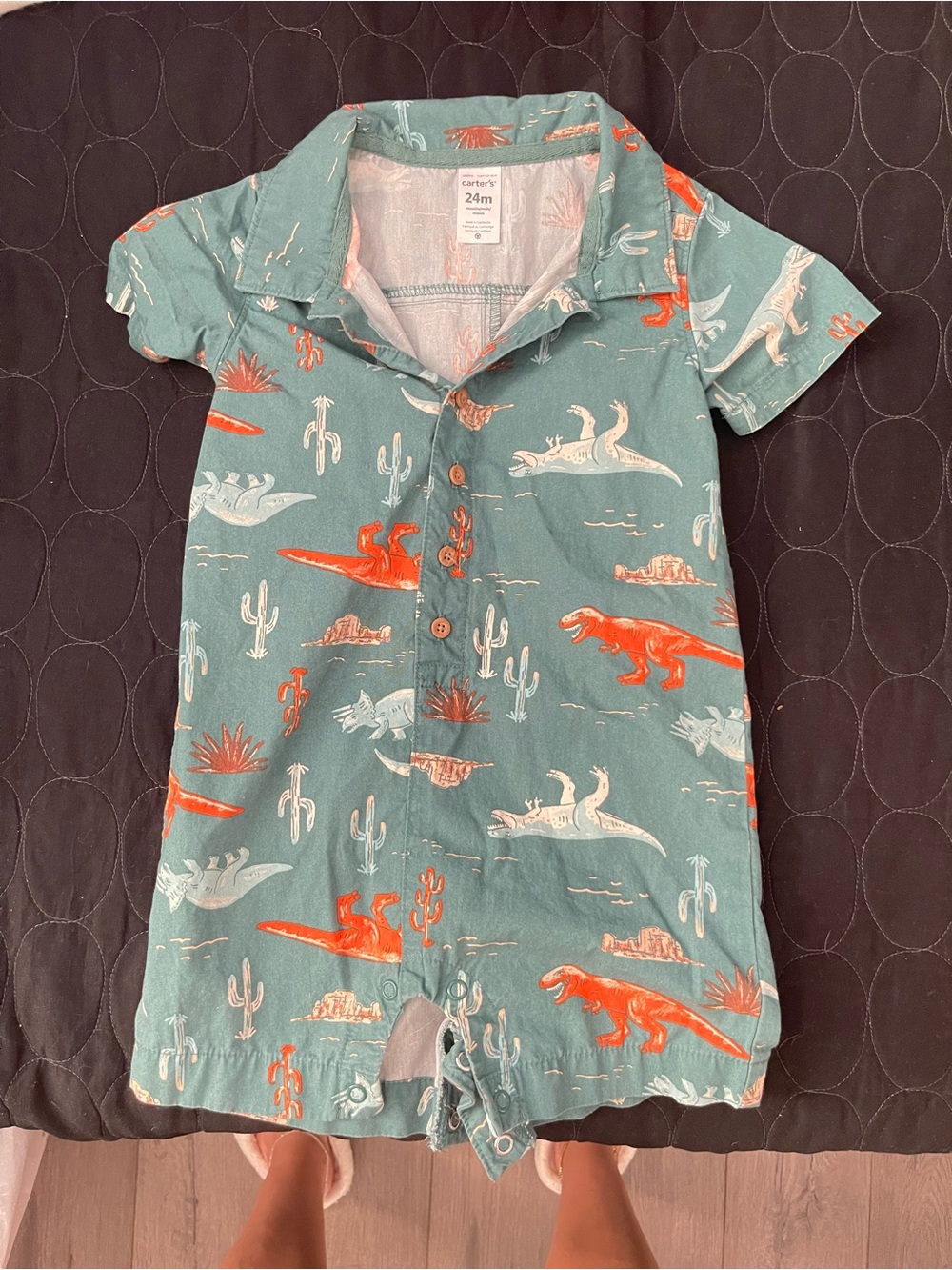 Carter's Teal Dinosaur Print One-Piece